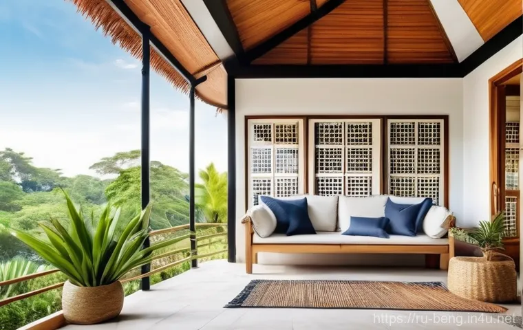 벵골어 어휘 차용어 - **Prompt: A serene and inviting single-story bungalow, inspired by traditional Bengali architecture,...