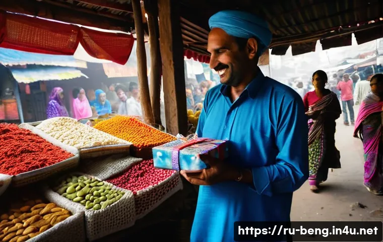 벵골어 현지 예절 - **Prompt:** A bustling street market scene in Dhaka, Bangladesh, full of vibrant colors and activity...